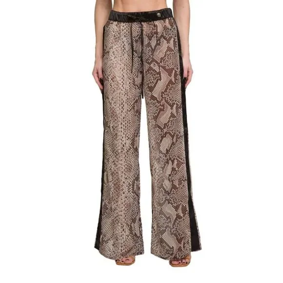 Roberto Cavalli  Phyton Printed Chiffon Palazzo Pants- - Picture 4 of 5